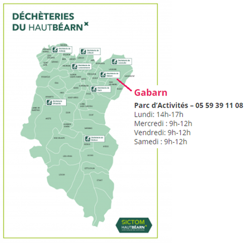 Carte des déchetteries du haut-béarn
